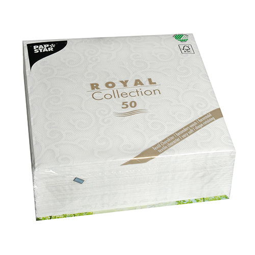 PAPSTAR ROYAL Collection CASALI Servietten weiß 40 × 40 cm, 3-lagig, 250 Stück – Stoffoptik