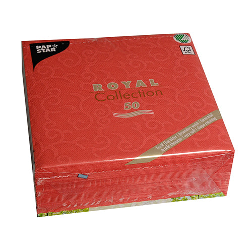 PAPSTAR ROYAL Collection CASALI Servietten rot 40 × 40 cm, 3-lagig, 250 Stück – Stoffoptik