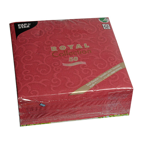 PAPSTAR ROYAL Collection CASALI Servietten Bordeaux 40 × 40 cm, 3-lagig, 250 Stück – Stoffoptik