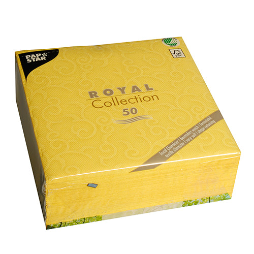PAPSTAR ROYAL Collection CASALI Servietten gelb 40 × 40 cm, 3-lagig, 250 Stück – Stoffoptik