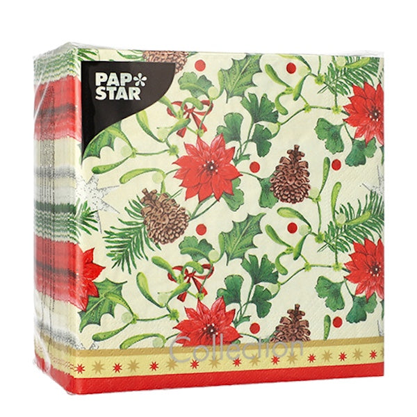 PAPSTAR Winterly Weihnachtsservietten 40 × 40 cm, 3-lagig, 50 Stück – FSC-zertifiziert
