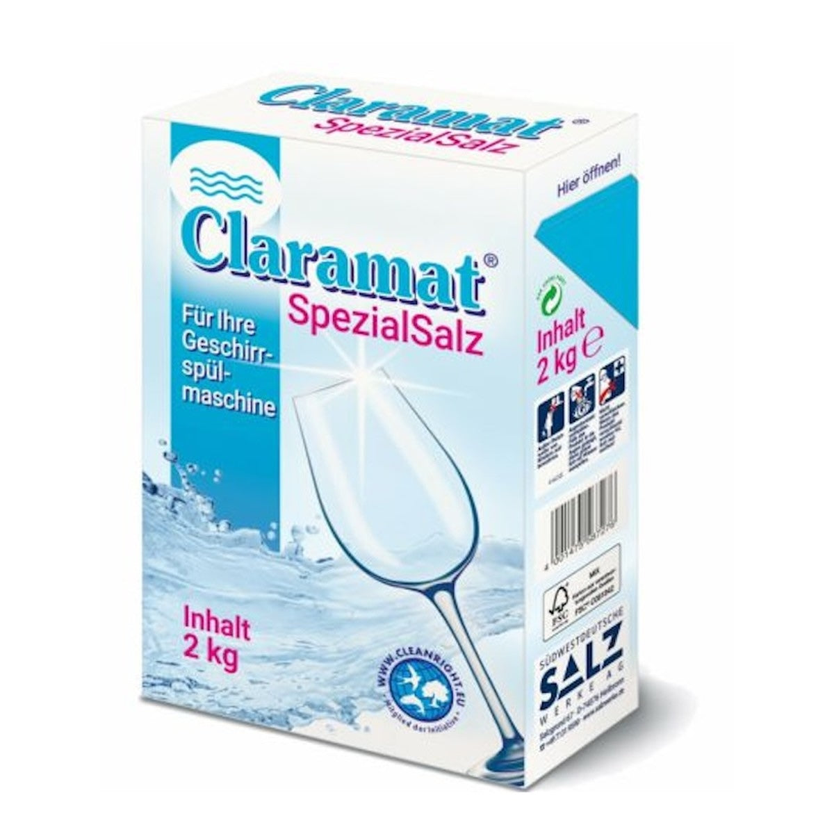 CLARAMAT TRY Spezial-Salz 2 kg Regeneriersalz für Geschirrspüler.