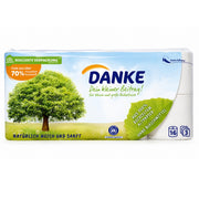 DANKE Recycling Toilettenpapier 3-lagig 16 Rollen aus 100 Prozent Altpapier mit Blauem Engel.