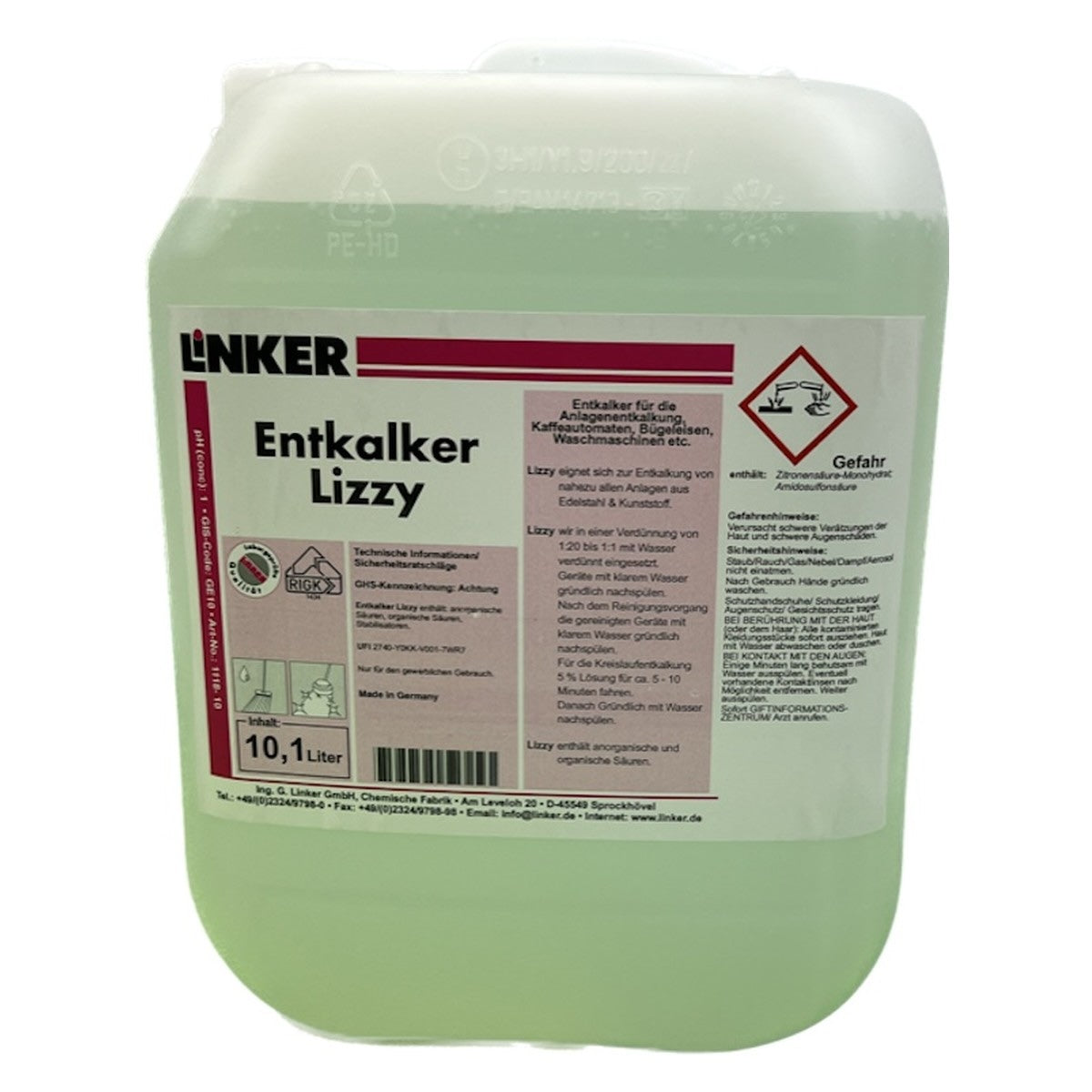 Entkalker Lizzy 10 Liter Kanister professioneller Entkalker für Spülmaschinen.
