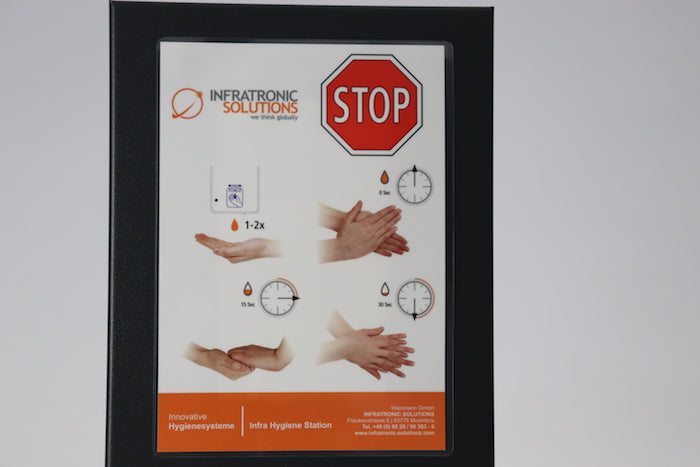 INFRA Hygiene Station mobil mit Hygieneschild und Zubehör