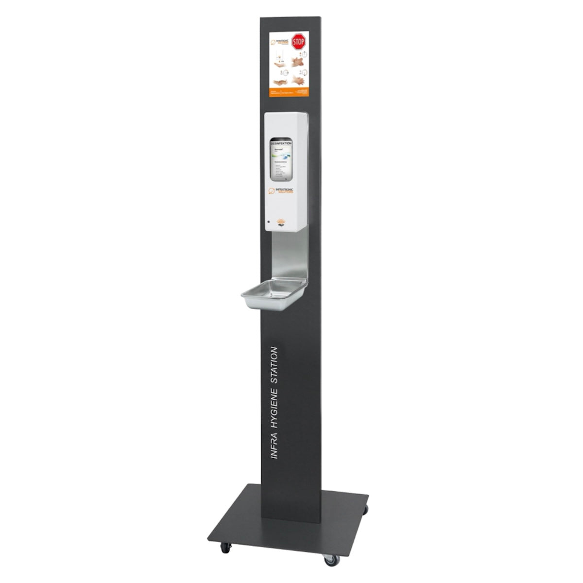 INFRA Hygiene Station mobil mit Hygieneschild und Zubehör