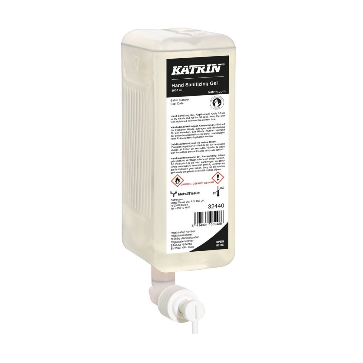 KATRIN Handdesinfektionsgel 1000 ml Systemkartusche mit 80,8 Prozent Alkohol