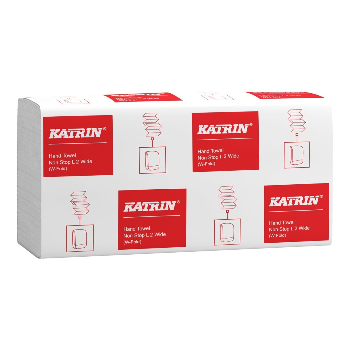 KATRIN Papierhandtücher 61549 W-Falz Non-Stop L2 Wide Einzelpackung mit 120 Blatt