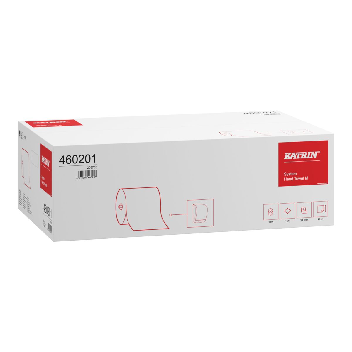 KATRIN System Papier Handtuchrollen M1 460201 1-lagig 180 m 6 Rollen/VE