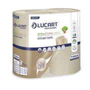 LUCART Eco Natural Maxi Küchenrollen 2-lagig aus recycelten Naturfasern, 2 Rollen