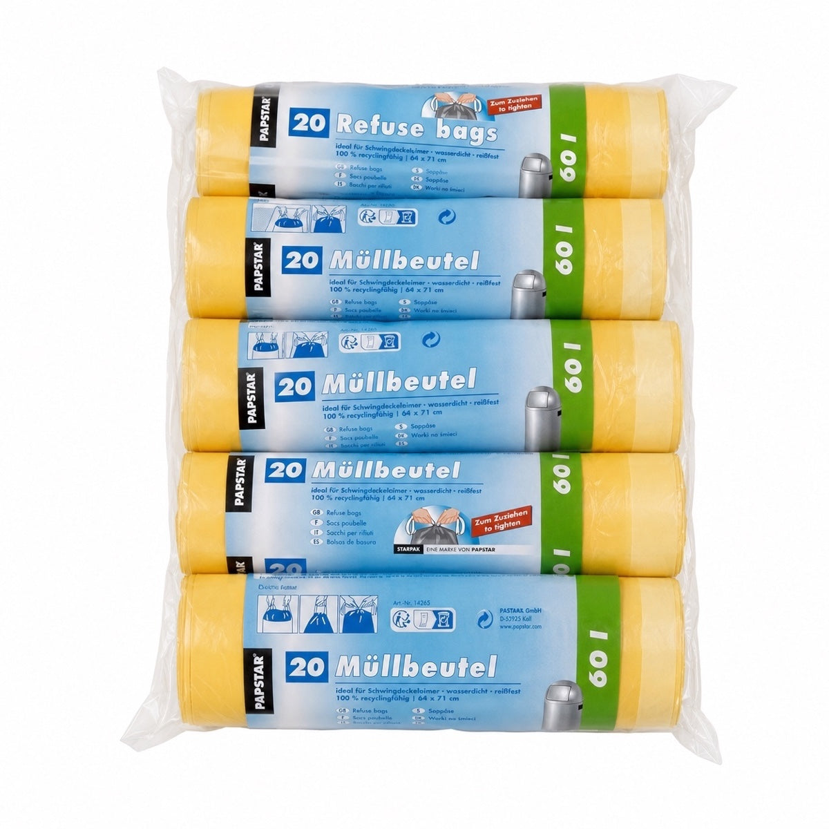 Müllsack 60 l gelb mit Zugband – PAPSTAR
