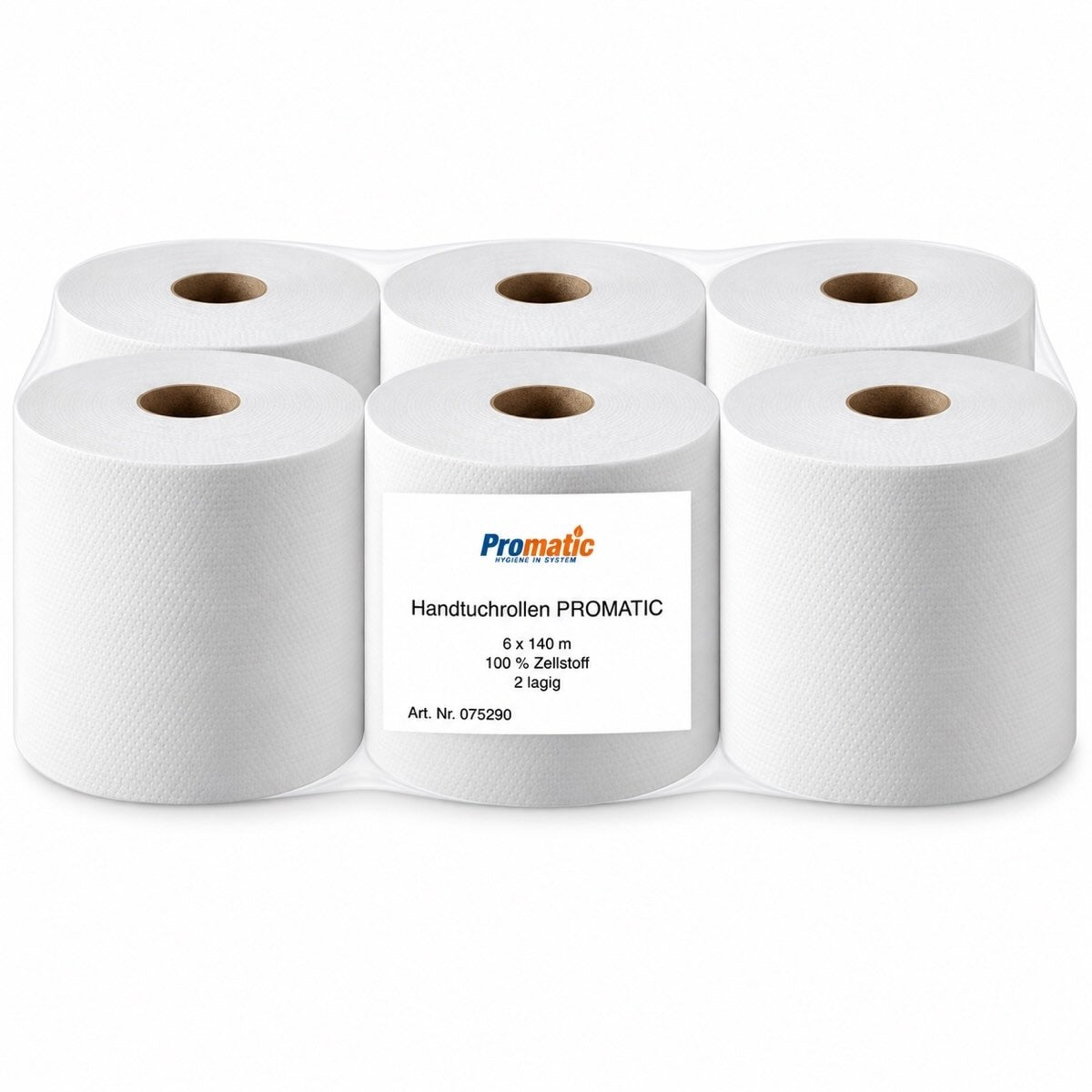 PROMATIC BUDGET Handtuchrollen 2-lagig weiß 140 m 6 Rollen.