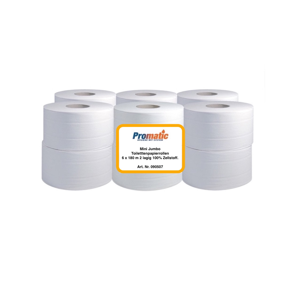 PROMATIC Jumbotoilettenpapier 2-lagig 180 m hochweiß für Mini-Jumbospender