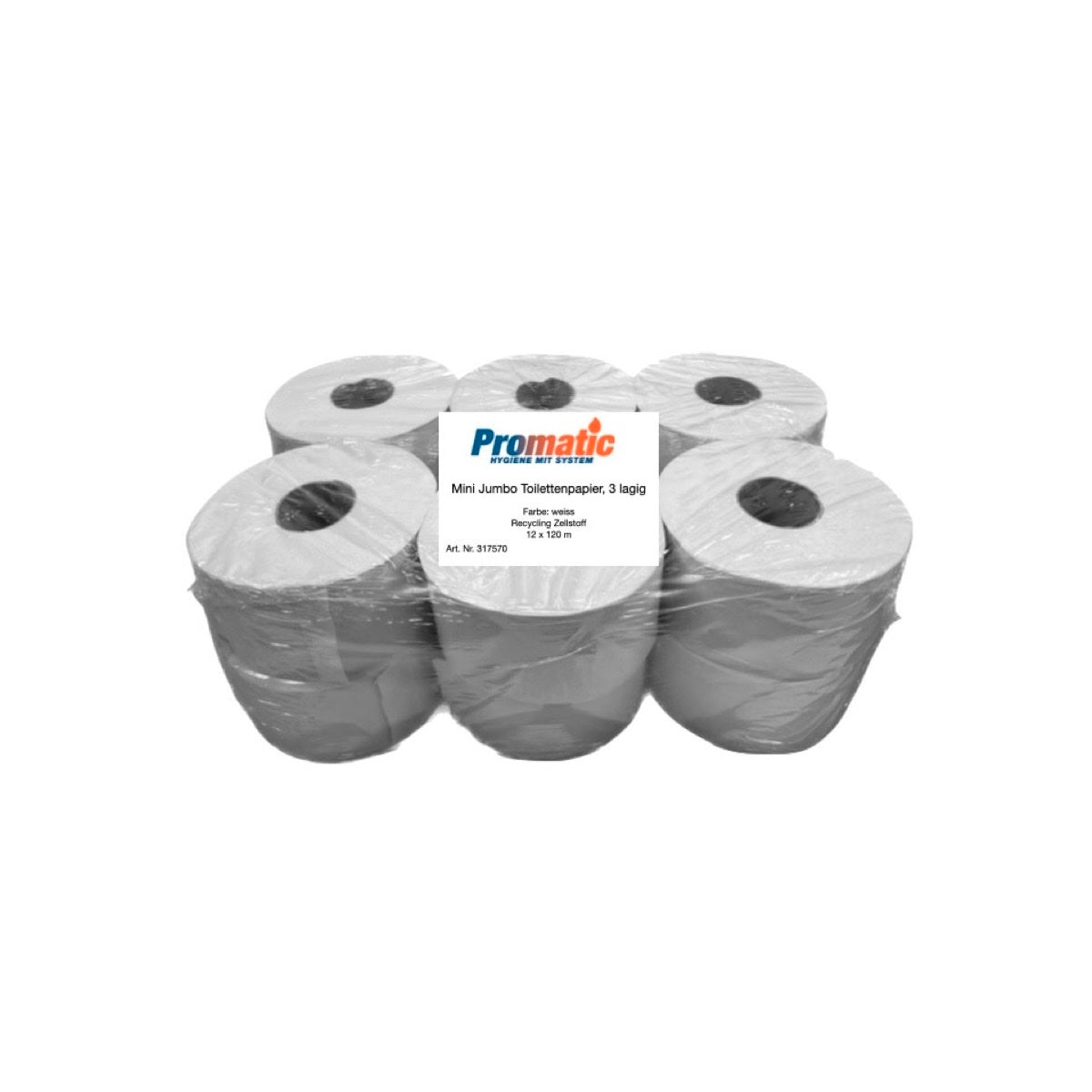 PROMATIC Mini Jumbo Toilettenpapier 3-lagig 120 m Recycling naturweiß.