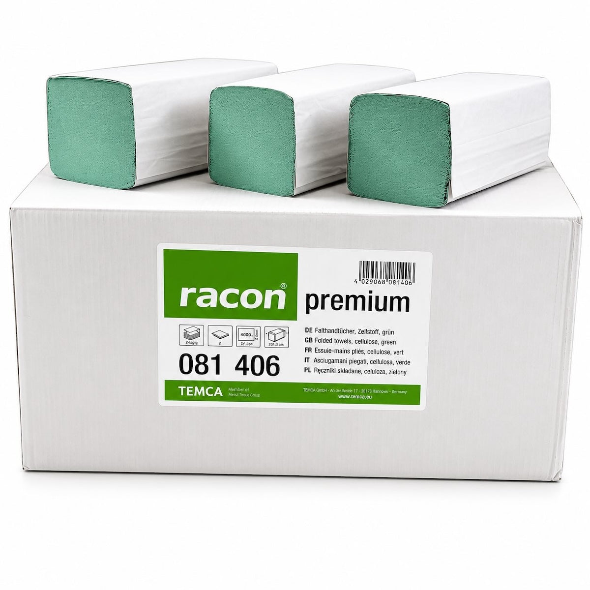 RACON Falthandtücher Z-Falz 2-lagig Grün 4000 Blatt für Spender