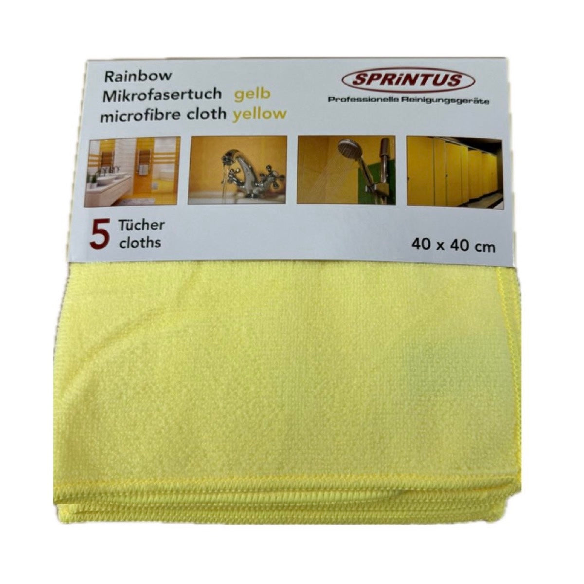 SPRINTUS Mikrofasertücher Universal RAINBOW gelb – 40 x 40 cm (5 Stück)