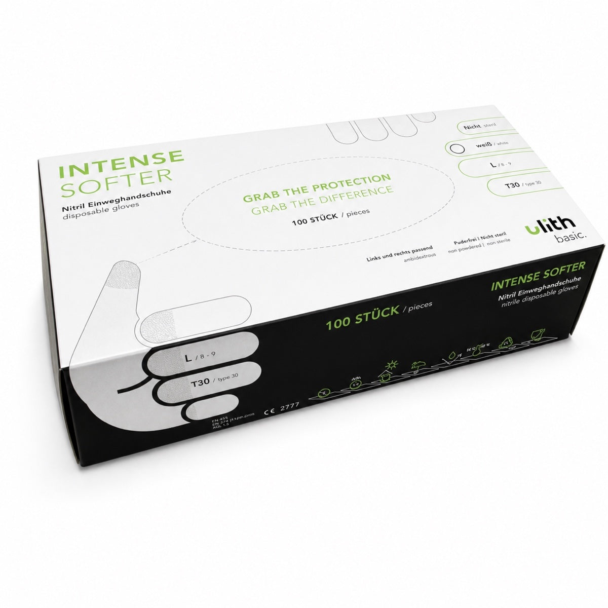 ULITH INTENSE SOFTER Nitril Einweghandschuhe 100 Stück weiß schwarz S M L XL.