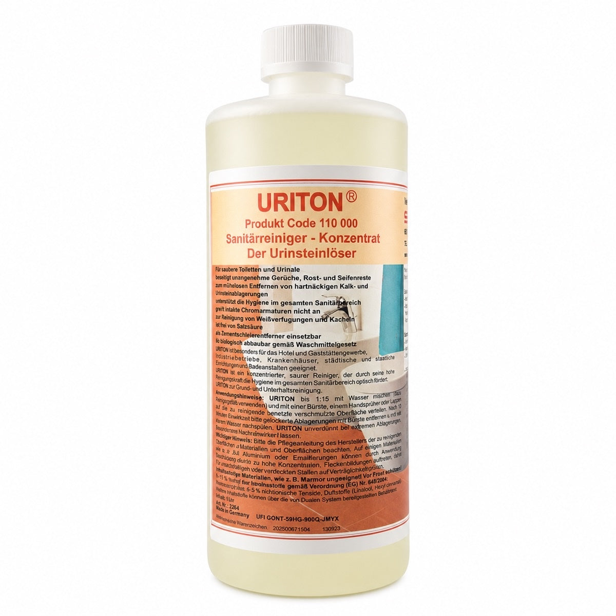 URITON Sanitärreiniger 1 Liter Flasche gegen Urinstein und Zementschleier.