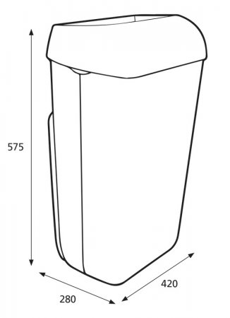 zeichnung mit größenangaben von fünfzig liter abfalleimer der marke katrin