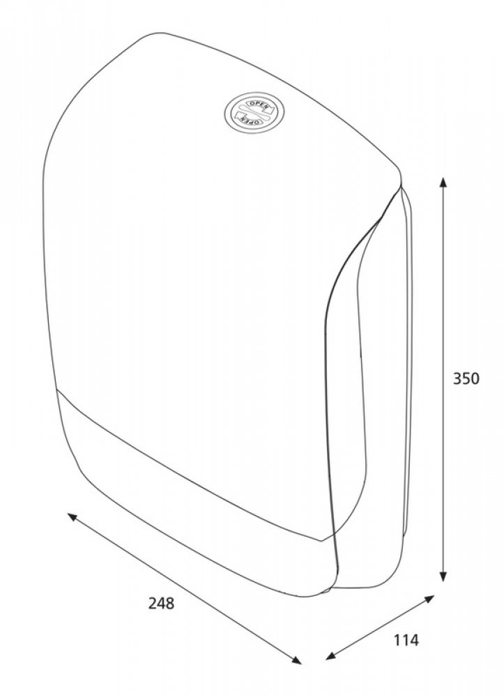 zeichnung mit größenangaben von einem katrin falthandtuchspender mini